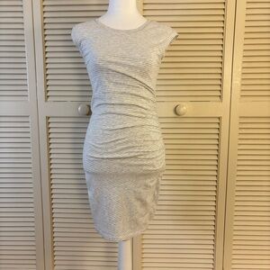 Athleta Light Gray and White Stripe Midi Dress XS